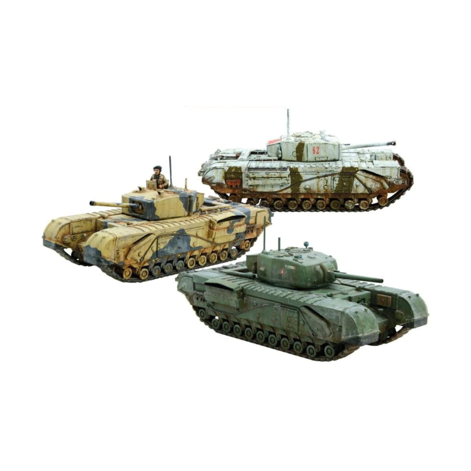 Bolt Action 402011001 WWII British Churchill Troop 3 Miniatures Infantry Tanks