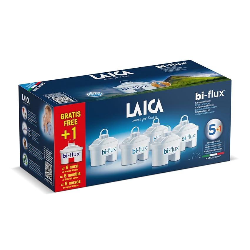 LAICA bi-flux® Filtro per Acqua – Preserva i Sali Minerali Utili all'Organismo e Riduce Cloro e Calcare