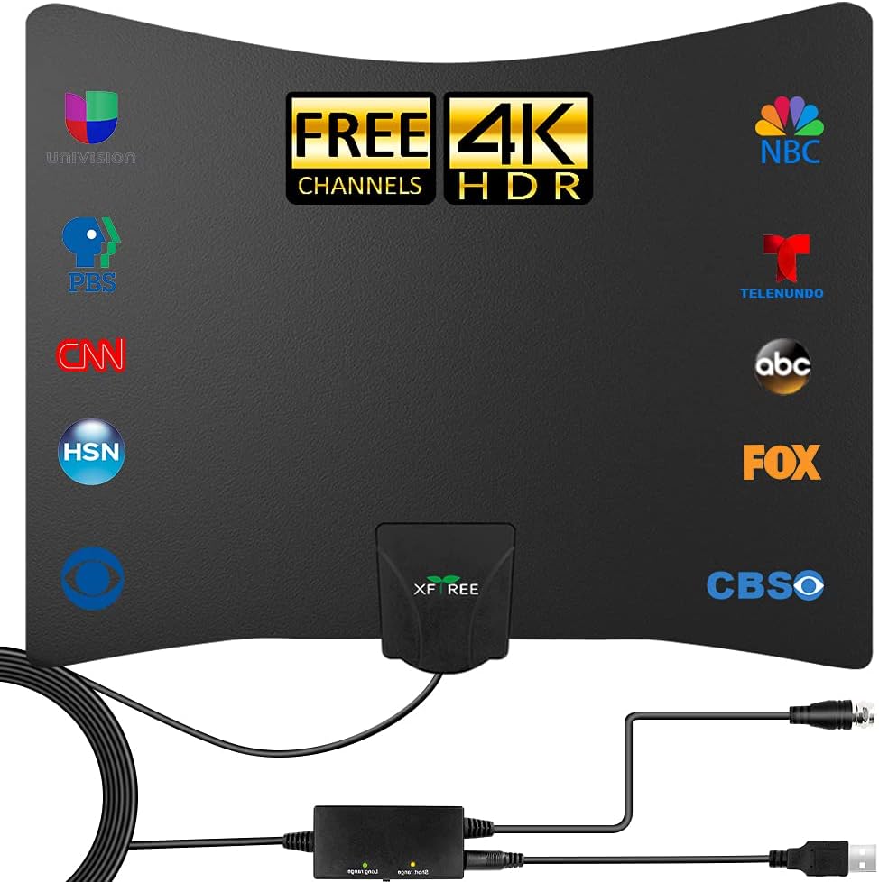 TV Antenna - 2021 Newest Amplified HD Digital Indoor TV Antenna 250 Miles Long Range - Compatible 4K 1080p Fire tv Stick and All Older TVs with Amplifier Signal Booster for VHF UHF Free Channels