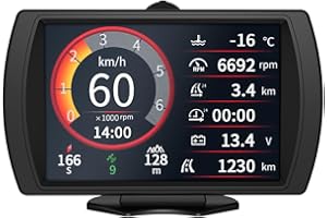 QPKING M90 Automotive Off-Road Slope Meter OBD-II & GPS Dual Mode Car HUD Head Up Display Multifunction Speedometer Odometer Built-in Vehicle Inclination Data Brightness Adjustable for All Vehicles