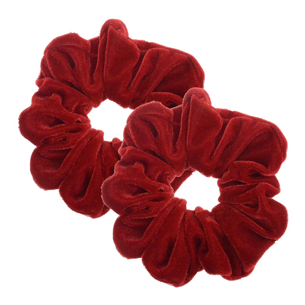 2 Pcs Red Color Large Velvet Scrunchies for Auldt Women Large Elastic Hair Ties Ropes — image 1