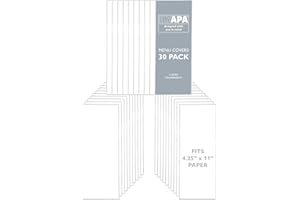 Ilyapa Restaurant Menu Covers 4.25 x 11 Inch - 30 Pack, Single Page, 2 View Clear Sleeves Holder for Restaurant, Durable PVC Hard Plastic Menu Holder