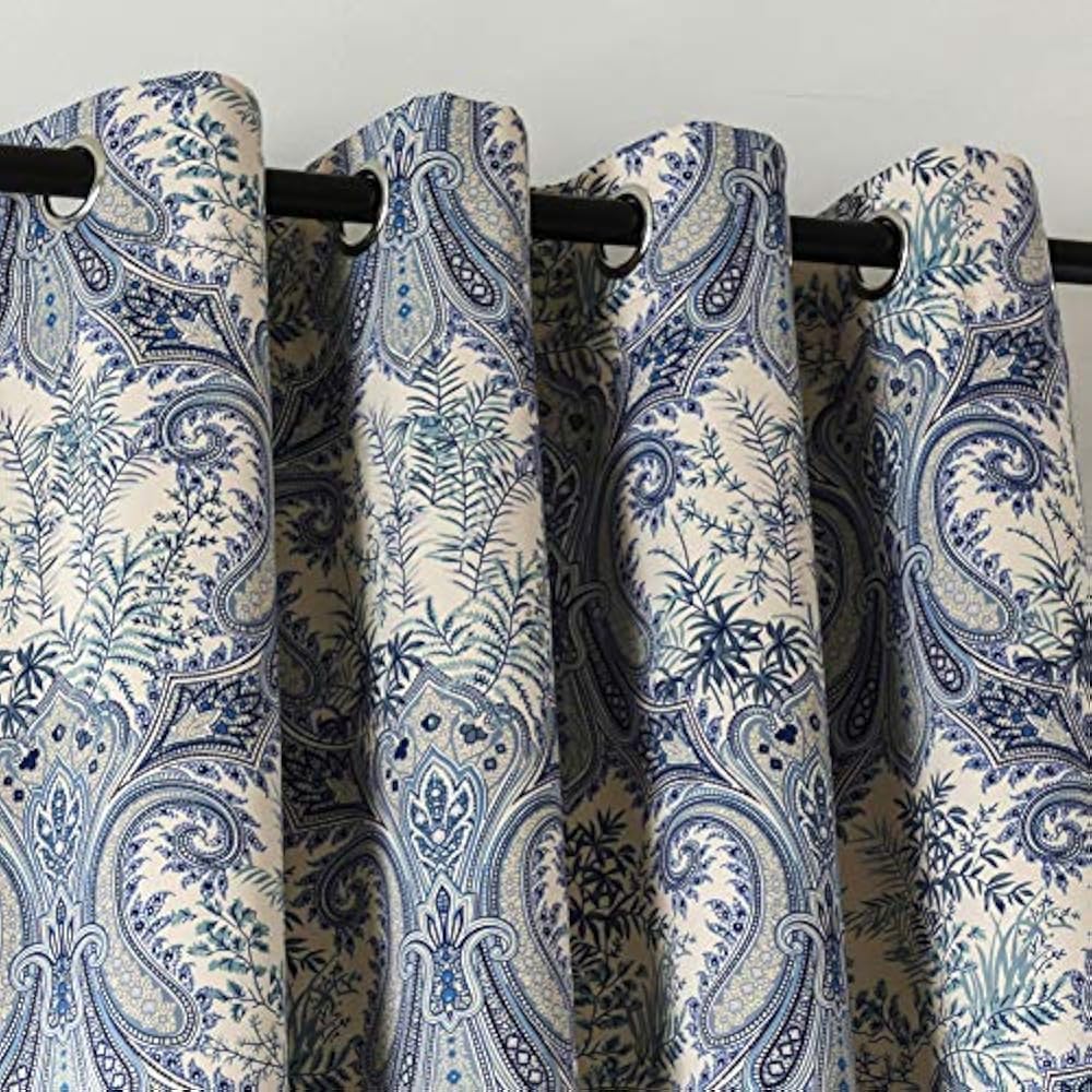Home Decor Window Curtain For Paisley Floral Print Blackout Curtains, 2