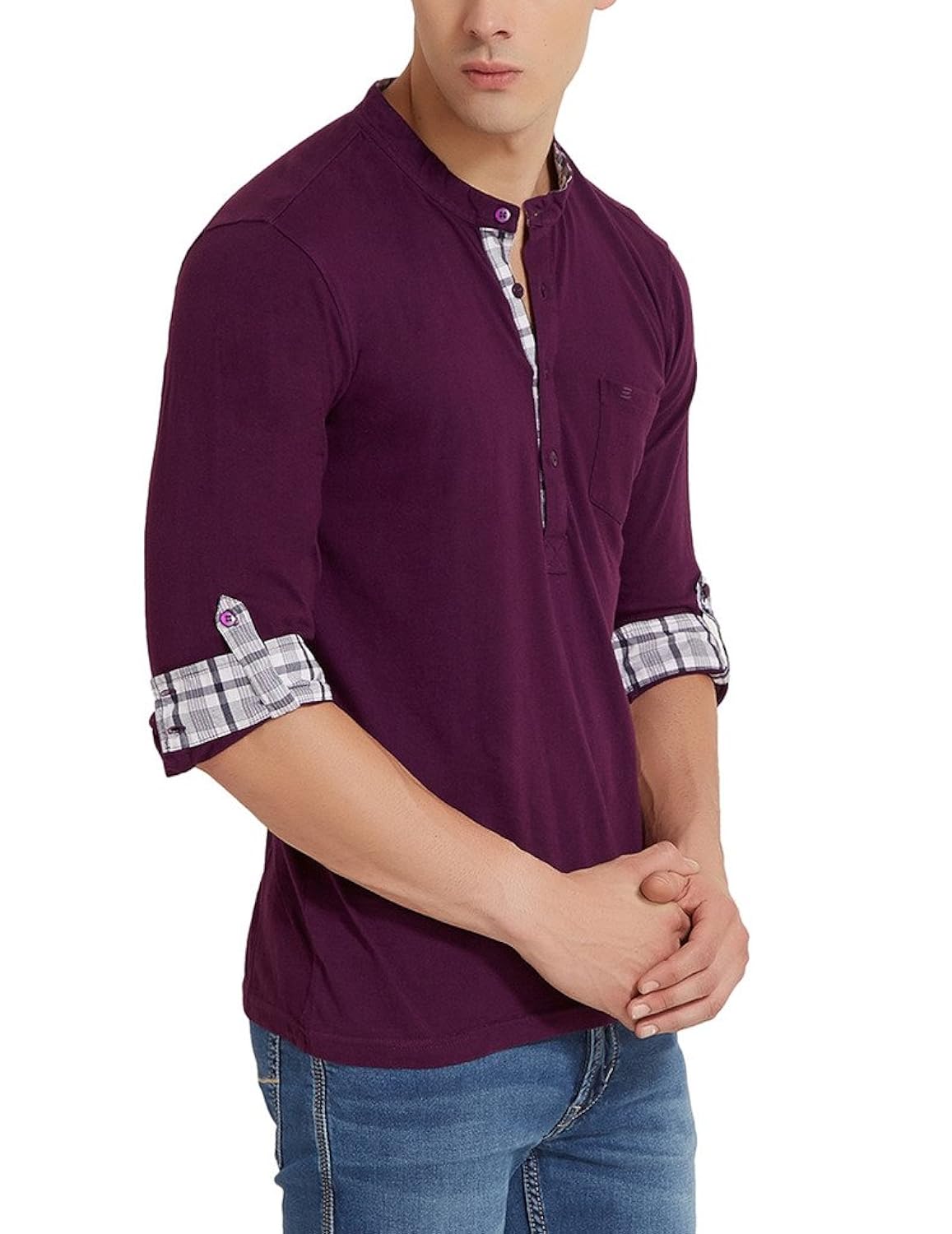 elaborado men's henley neck tshirt - imperial purple