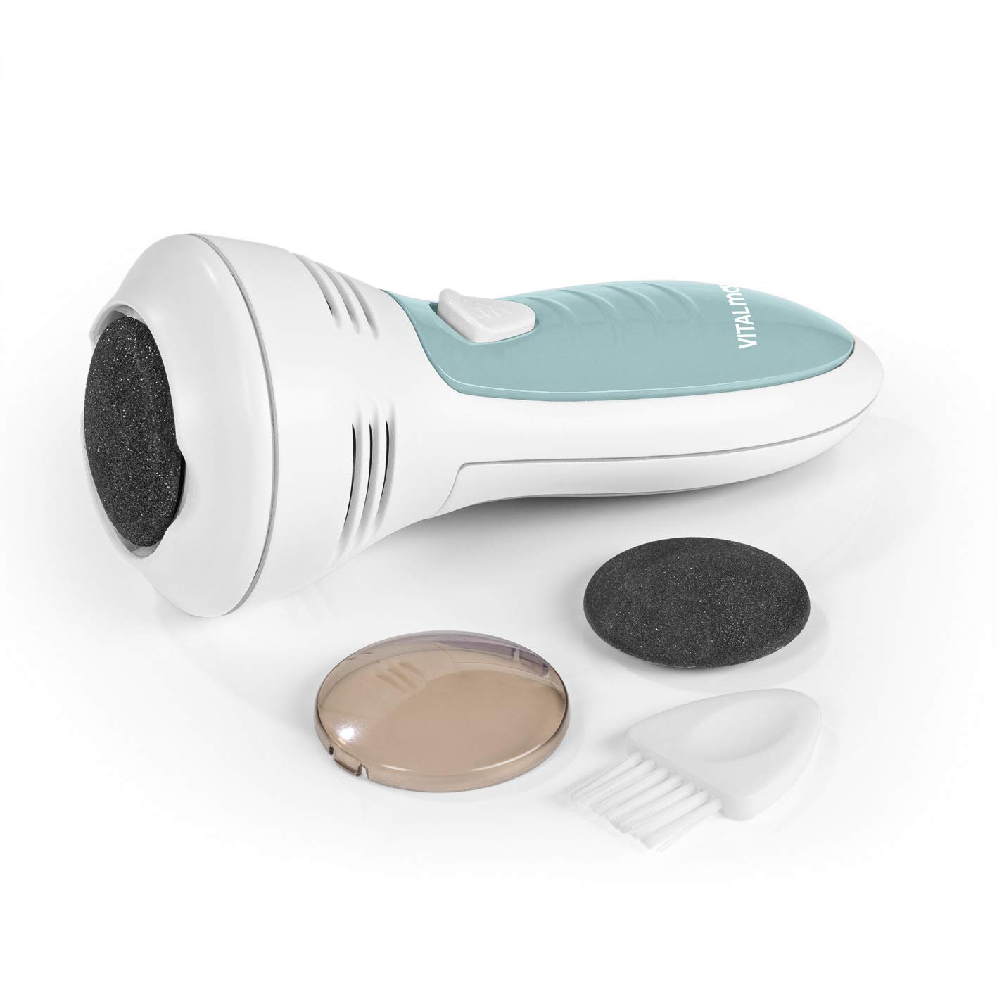 VITALmaxx Callus Remover with Suction Function, No Blades - No Risk of Injury, with 2 Attachments for Gentle & Safe Use, Wireless Operation Convenience, Battery Operated [White/Turquoise]