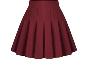 Dressever Women's Pleated Skirts Mini Skater Basic Skirt High Waist Tennis Skirt School Uniform Cheerleader Skirts