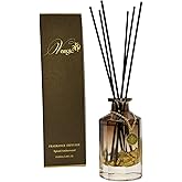 VANGIE Luxury Reed Diffuser for Home | Spiced Amberwood Warm & Woody Scent | Elegant Glass Bottle with Gold Flakes | Long-Lasting, Vegan | Bedroom, Living Room & Office