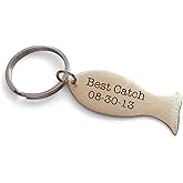 Custom Engraved Brass Fish Tag Keychain, Fisher's Keychain, Couples Anniversary Keychain Gift