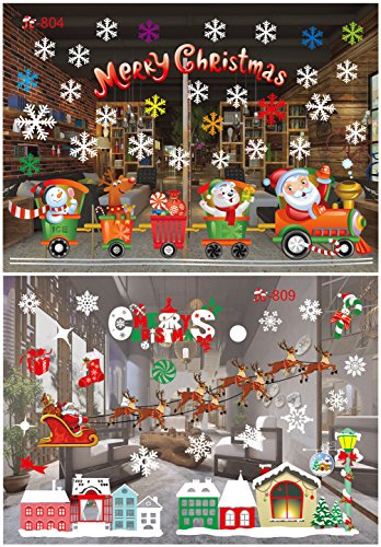Swesy 2 pack removable diy merry christmas electrostati…
