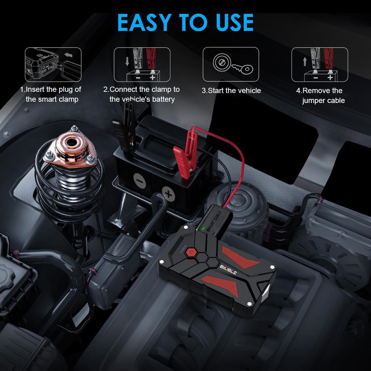 NEXPOW 2000A Peak Car Jump Starter – Portable Battery Booster For Up To 7.0L Gas/6.5L Diesel Engines