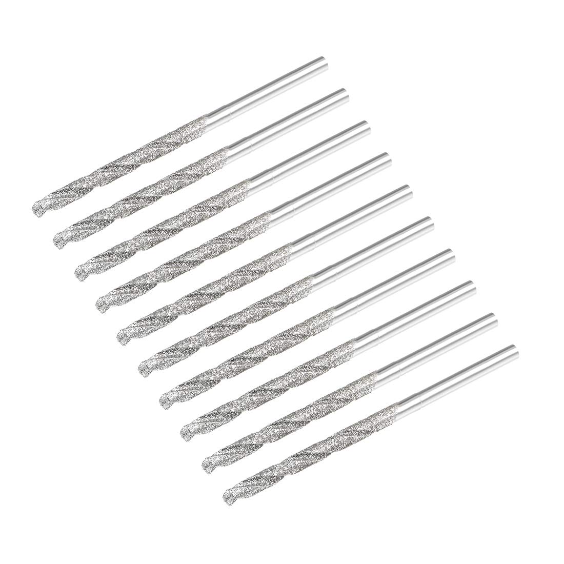 sourcing map 2.5mm Diamond Twist Drill Bits High Speed Steel for Glass Sea Shells Stone Tiles 10 Pcs