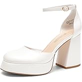 DREAM PAIRS Women's Chunky Platform High Heels Closed Toe Block Ankle Strap Dress Wedding Party Pumps Shoes