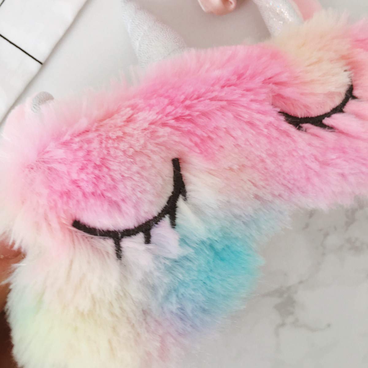 Monai Cute 3D Sleep Mask Plush Animal Sleeping Home Eye Cover for Women Girls (Unicorn)