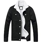 LZLER Men's Fleece Jean Jacket Winter Cotton Sherpa Lined Denim Fur Trucker Jacket