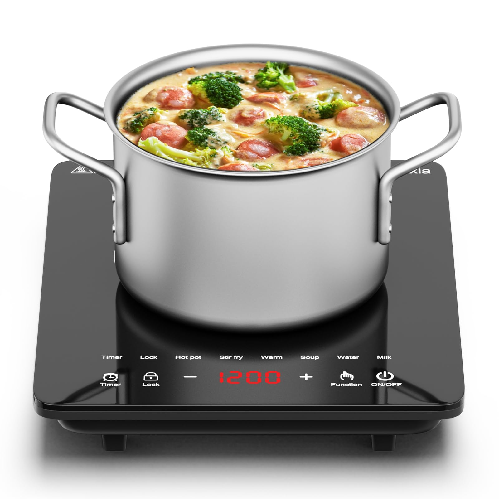 Photo 1 of *MINOR DAMAGE - USED*
Saitravexia Portable Induction Cooktop for Basic Home Cooking, 8 Power Levels, 110V Countertop Induction Burner with Glass Surface, Safety Lock & Timer