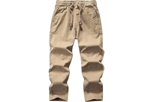 WIYOSHY Boys' Solid Color Drawstring Elastic Waist Chino Pants