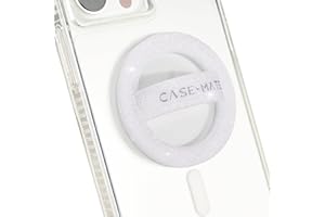Case-Mate Magnetic Phone Grip MagSafe Loop Grip - Detachable Holder for Hand - Soft Collapsible MagSafe Grips for Back of Phone for iPhone 17 Pro Max/16 Pro Max/15/14/13/12/S25 Ultra - White Sparkle