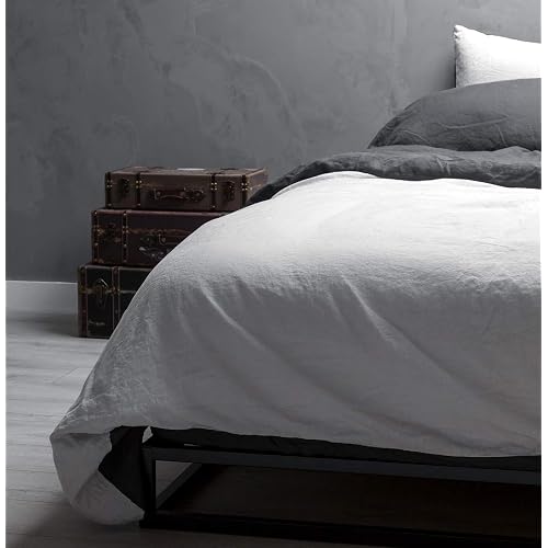 Wooflinen 100% Stone Washed French Linen 6 Piece Bed Duvet Set + Sheet Set - Luxurious Sheets (Full)