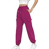 Missufe Women's Joggers Sweatpants Elastic High Waist Drawstring Cinch Bottom Casual Pants with Pockets