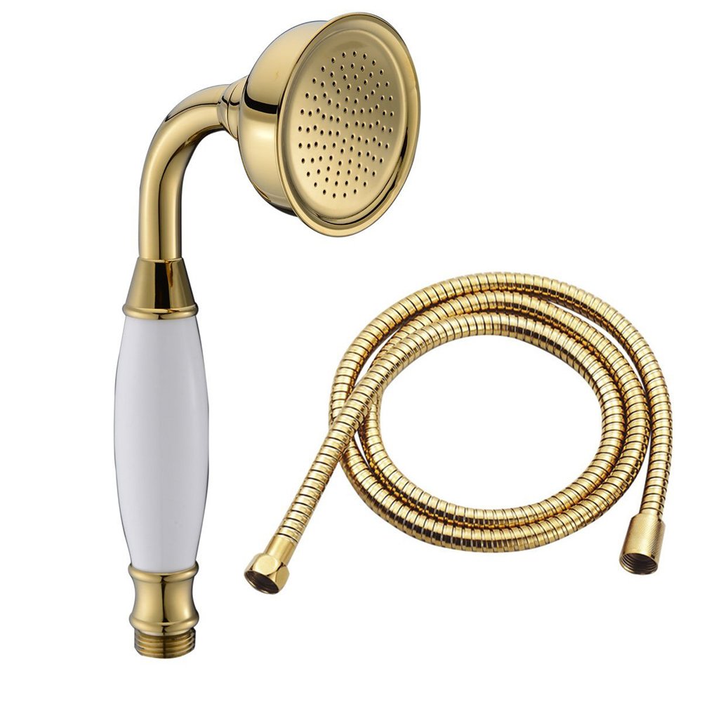 Ownace Bathroom Classic Style Traditional Brass Telephone Hand Shower Head and 1.5M Shower Hose