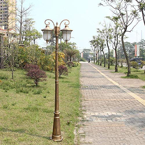 FGVBC Zweipolige hochpolige Landschaft Straßenlaterne E27 Europäische antike Messingtechnik Gartenbeleuchtung Pole Post… – Bild 3