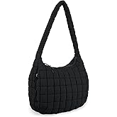 Quilted Puffer Tote Bag Purse Puffy Crossbody Shoulder Bag,Lightweight Nylon Hobo Bag Puffer Carryall Bag for Women Girl