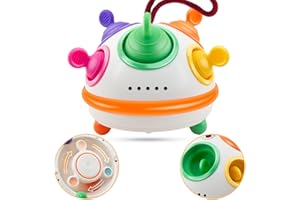 PAMEXIN Montessori Toys for Baby 12M+, Sensory Activity Toys with Fidget Spinners for Babies, Baby Toys Fine Motor Skills Toys Best Gift for 12M+ (Orange)