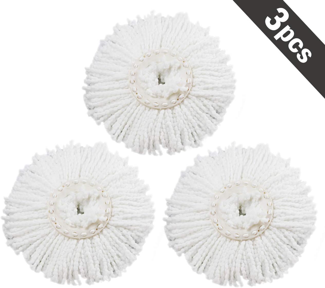 3 Pack Mop Head Replacement Microfibers Round Mop Refill Head for