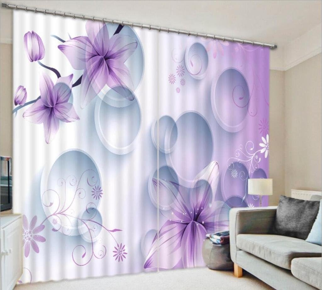 KKLL 3D Curtains Polyester Blackout drape Solid Thermal Noise Reducing Panel for Bedroom Home Decor Window Drapes, wide 3.6x high 2.7