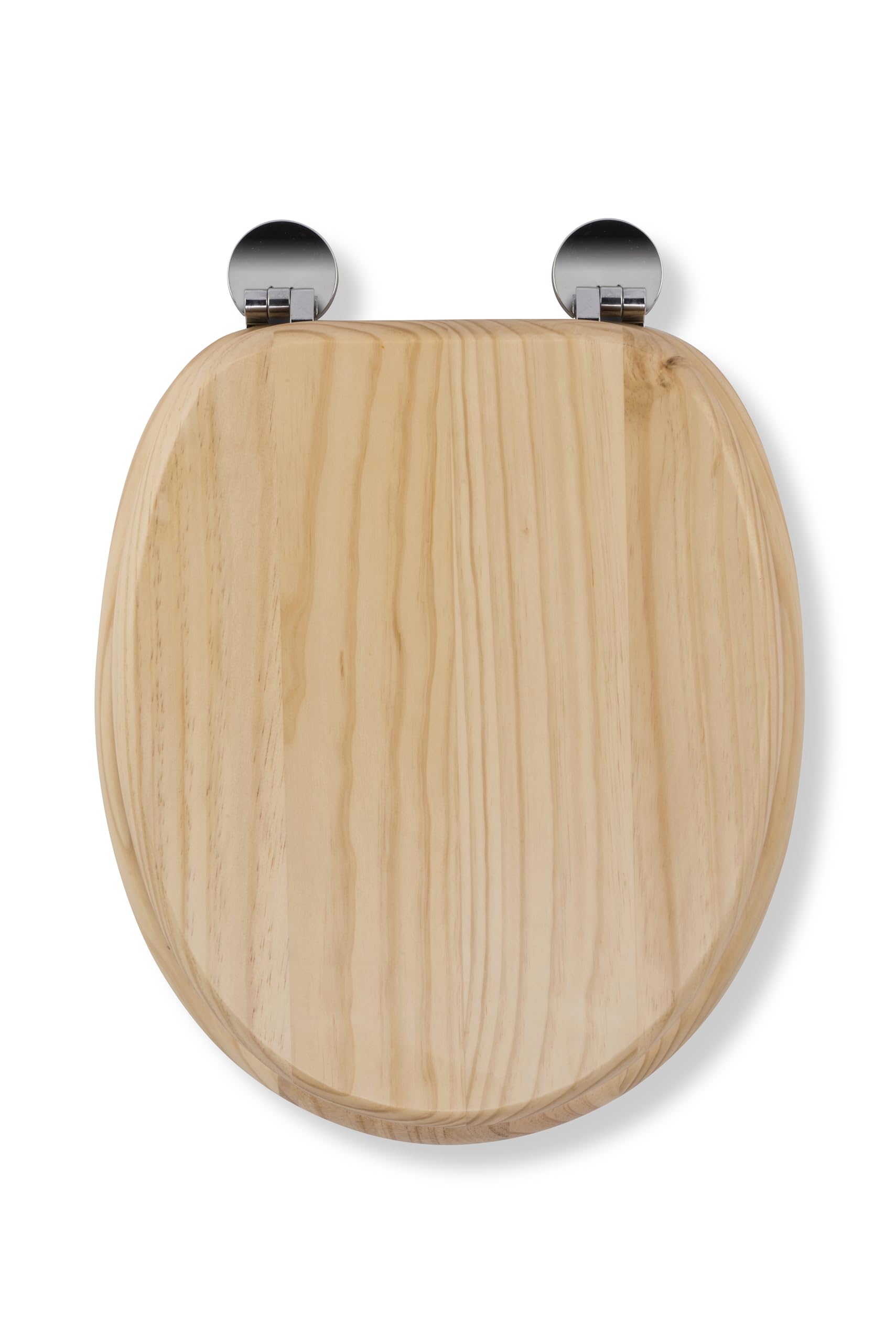 Croydex Davos Flexi-Fix Wooden Toilet Seat - Adjustable Hinges with Top & Bottom Fixings Included and Rust Free Chrome Plated Hinge Covers, Antibacterial Treated Surface (Blonded Pine)