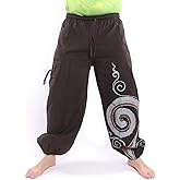 Jing Shop Cotton Harem Pants – Adjustable Length, Relaxed Fit, One Size – Handmade in Thailand