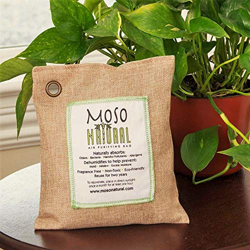 MOSO NATURAL Air Purifying Bag 600g. Odor Eliminator, Odor Absorber for Home and Basement. Natural Color