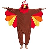 Thanksgiving Turkey Onesie for Adults – Funny Halloween Costume Animal Cosplay Pajamas for Men and Women