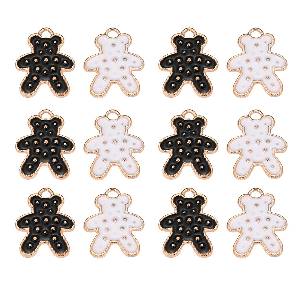 Ipotkitt 40pcs Gold Plated Bear Charms Enamel Animal Charms Alloy Bear Charms for Jewellery Making Bulk