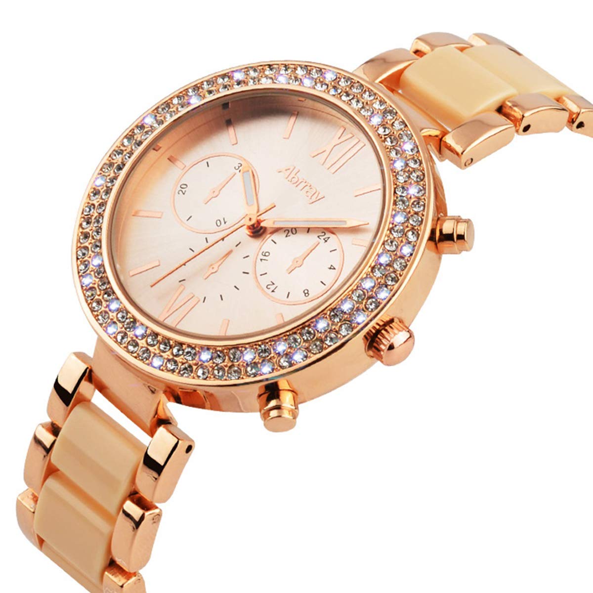 Abrray Rose Gold Watch Women Quartz Waterproof Watch Luxury Alloy Bracelet Business and Casual Watch