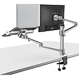 Viozon Monitor and Laptop Mount, 2-in-1 Adjustable Dual Arm Desk Mounts Single Desk Arm Stand/Holder for 17 to 32 Inch LCD Co