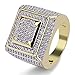 SHINY.U 14K Gold Plated Fully Iced out CZ Lab Simulated Diamond Drop Square Punky Ring for Men Hip Hop