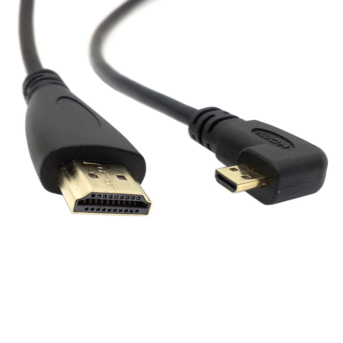 CY Right Angled 90 Degree Micro HDMI to HDMI Male HDTV Cable for Cell Phone & Tablet & Camera