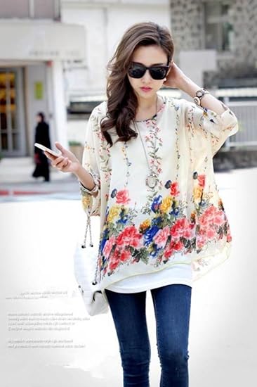 Amazon Co Jp ノーブランド品 レディース 色鮮やかな蝶柄 フェミニンドルマンチュニックse12 L ワンピース カットソー 服 ファッション小物