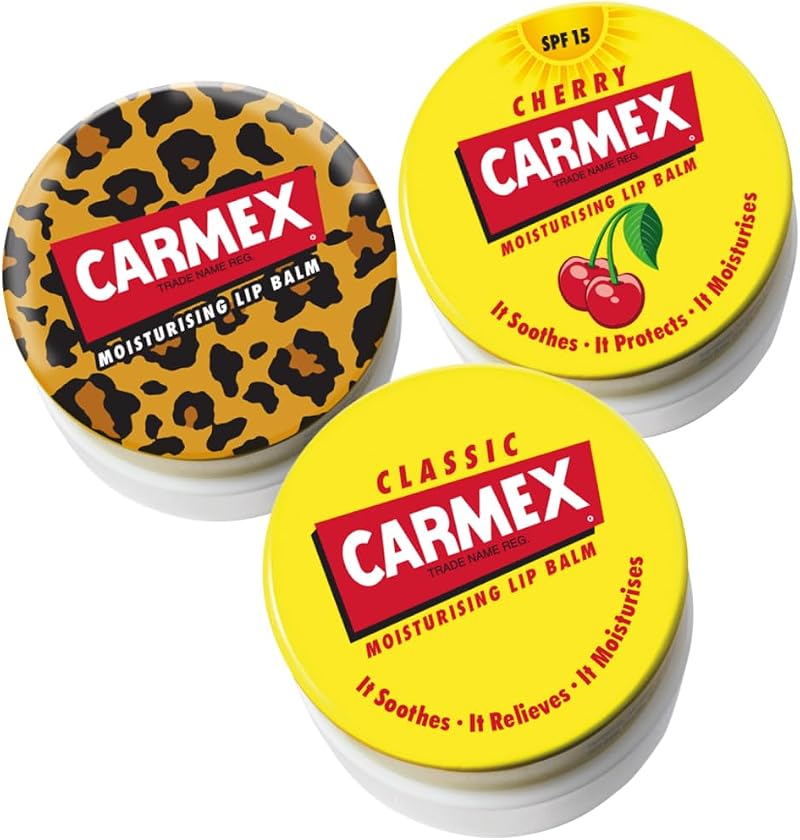 Carmex Lip Balm Pot Triple Pack Classic Cherry Wild 7.5g SPF 15