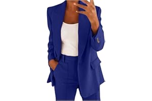 Blazer Suit Set for Women Plus Size 2 Piece Business Outfits Casual Lapel Blazer Jackets Long Pants with Pockets