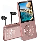 AGPTEK A02 16GB MP3 Player, 70 Hours Playback Lossless Sound Music Player, Supports up to 128GB, Rose Gold