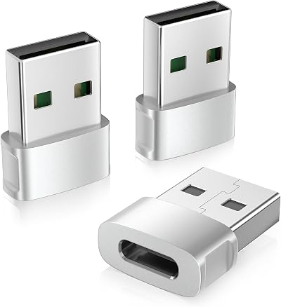 USB-C Female to USB-A Male Adapter 3Pack Car Charger Block