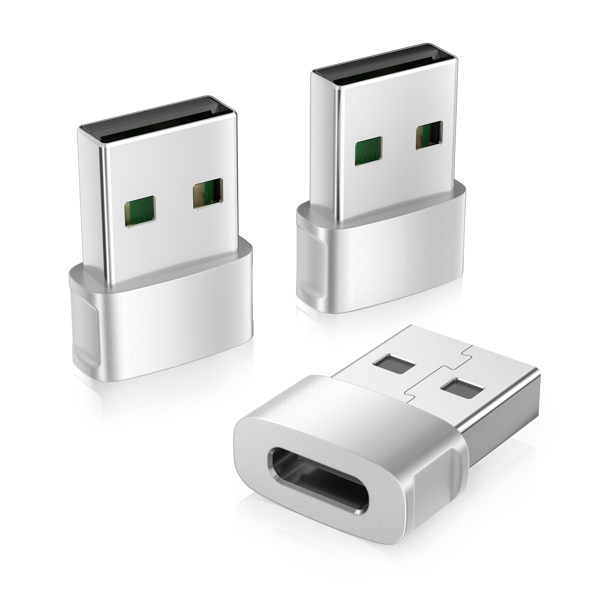 BASESAILOR for iPad Mini 7 Charger Adapter 3Pack,USB to USB C Car Adaptor,Type C Female to A Male Converter for Apple iPhone 17 Air 16 16e 15 14 Pro Max,iWatch 11,SE/Ultra 3,Galaxy S25 A55 Z Fold Flip