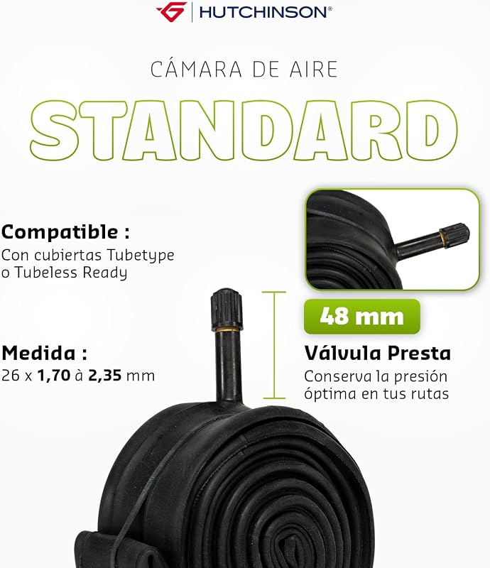 - Cámara de aire - MTB - Estándar - Resistencia a pinchazos y antipinchazos - Válvula Schräder - Grosor 0,9 mm - 40 MM - 26 x 1,70-2,35 - Juego de 2