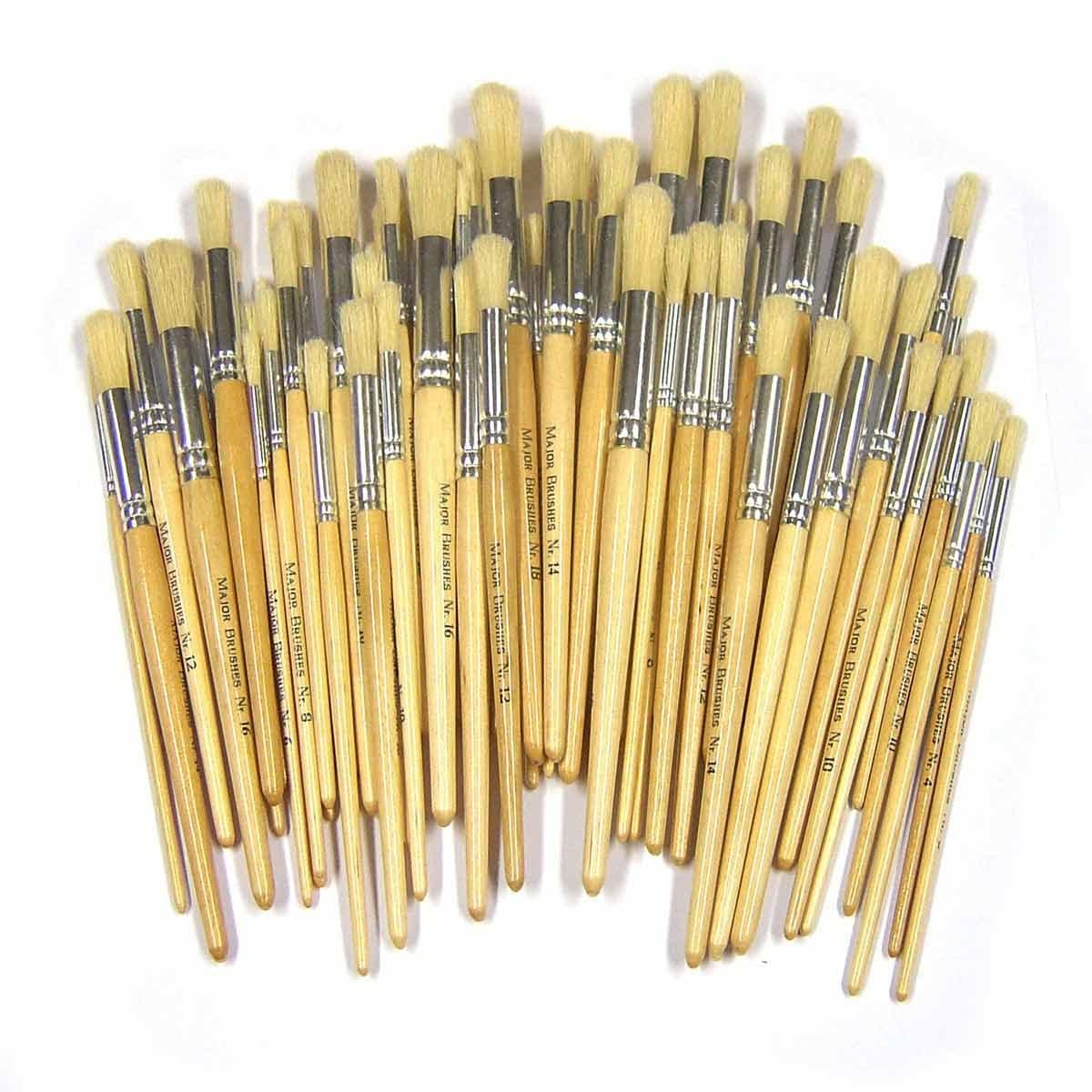 Major Brushes Hog Bristle Short Round Brushes Pack of 100