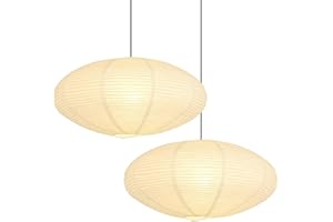 WOLEILEJIN White Oval Paper Lantern Lampshade set of 2, 20"x10'' Paper Lanterns Pendant Light Shade, Chinese Foldable Design for Living Room, Bedroom, Ceiling Lampshade Party Decor