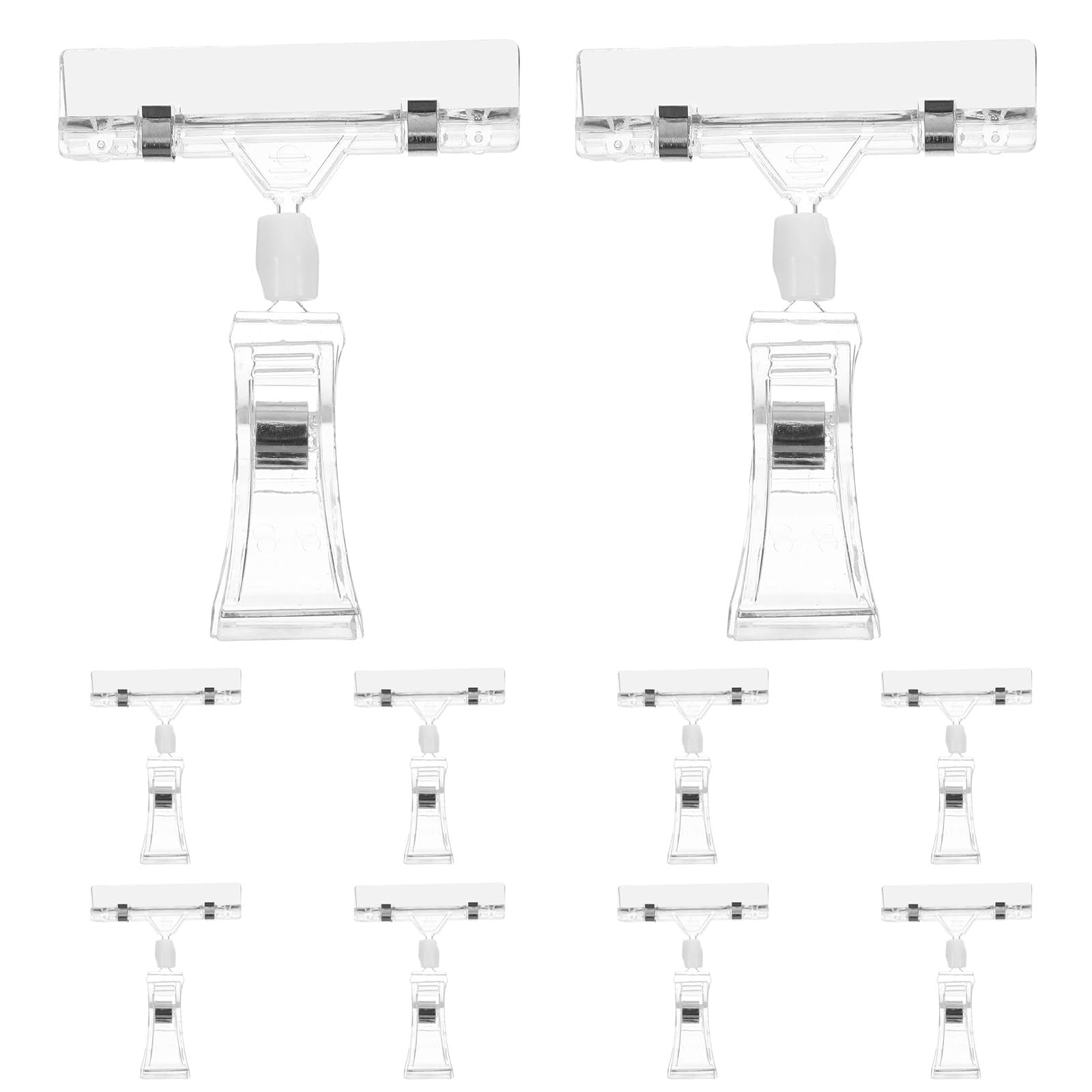 NUOBESTY Transparent Clip 4.21In Double-Sided Price Tag Clamp Note Holder for Home Market Shop Wedding Party Table Cards 10 Pack