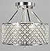 New Galaxy Lighting 4-Light Chrome Finish Round Metal Shade Crystal Chandelier Semi-Flush Mount Ceiling Fixture