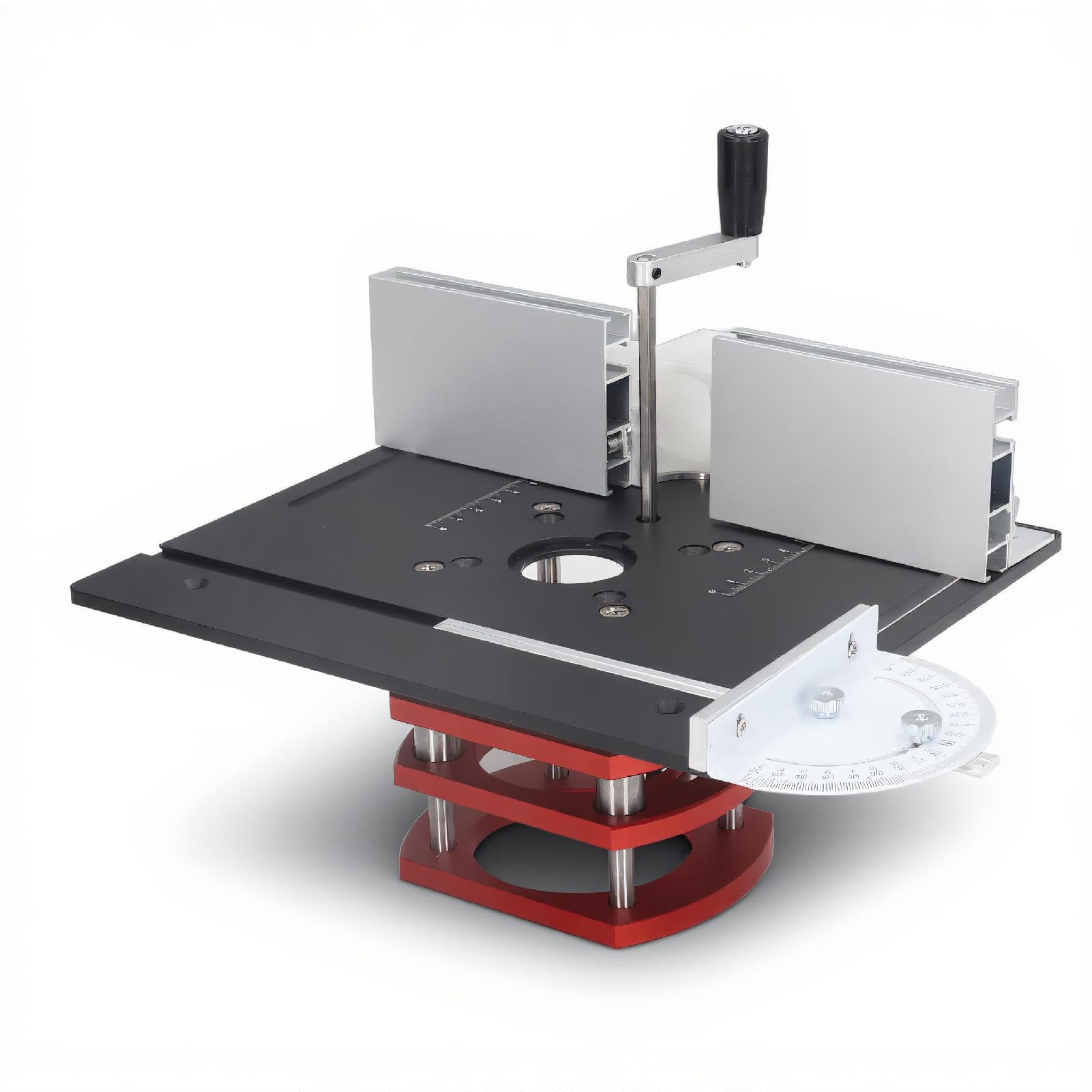 Table Router Base, Router Lift for 64mm to 66mm Diameters Motor, Router Lift with Top Plate Router Lifting Base Woodworking Slotting Trimming Chamfering Table Top (Black)